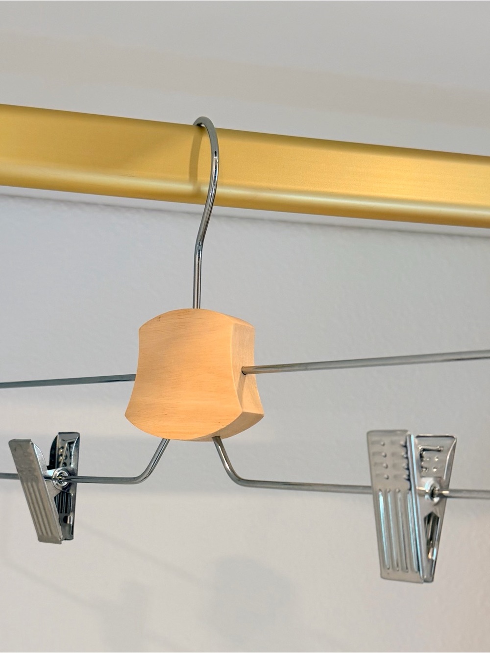 Wood and Metal Clip Hanger - Natural Wood
